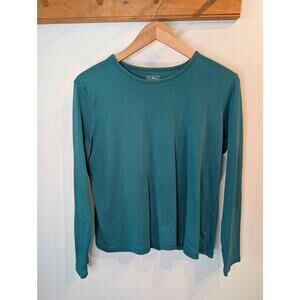 L.L.Bean Teal Blue Long Sleeve Crewneck Top Lightweight Layering Large